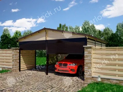 Деревянный навес для авто 6х6 (доска) 