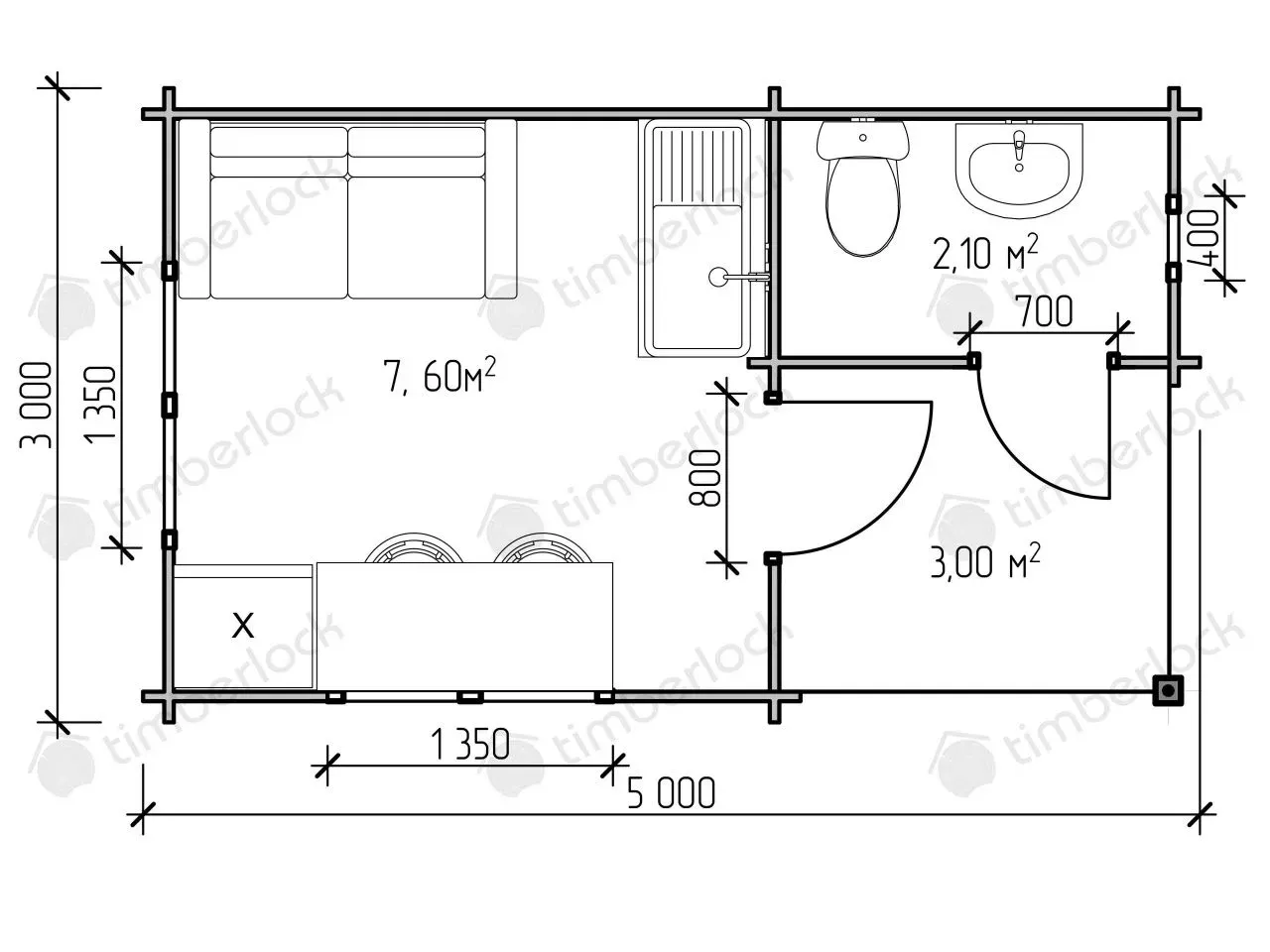 Садовый домик с санузлом С-35 