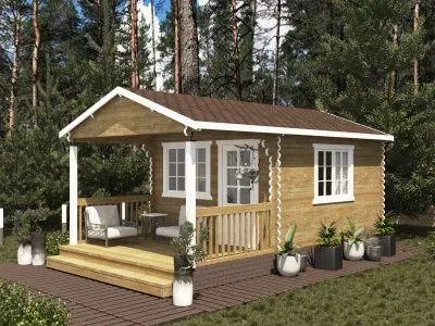 Садовый домик с верандой С-354-2 3.5х6  Садовый домик с верандой С-354-2