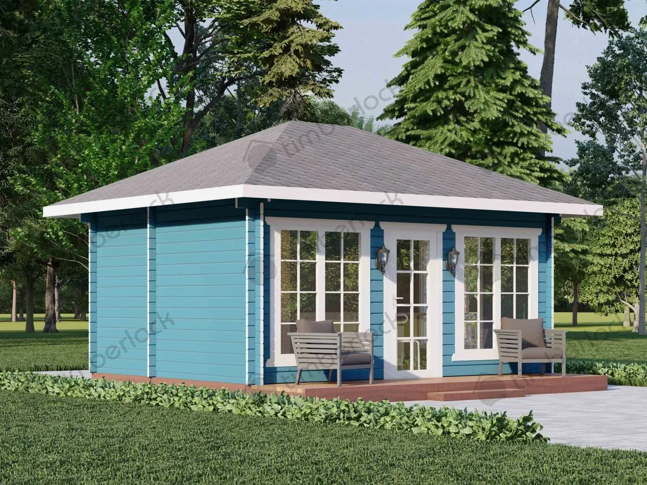 Садовый домик 5х4 с 4-скатной крышей С-54-2 