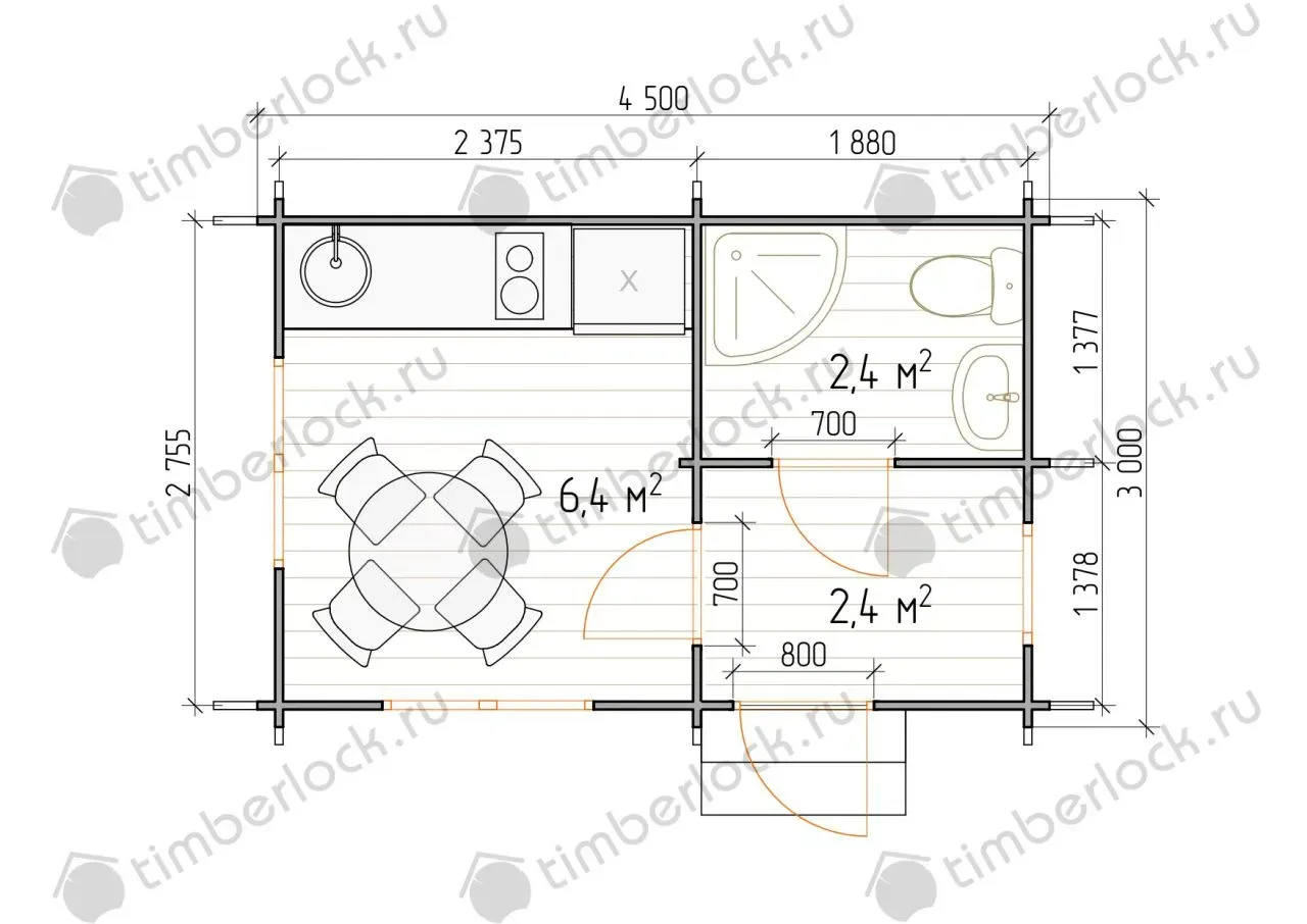 Садовый домик 3х4,5м 