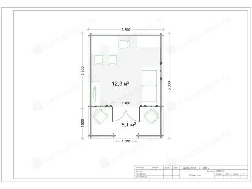 Садовый домик с верандой С-3838-2 