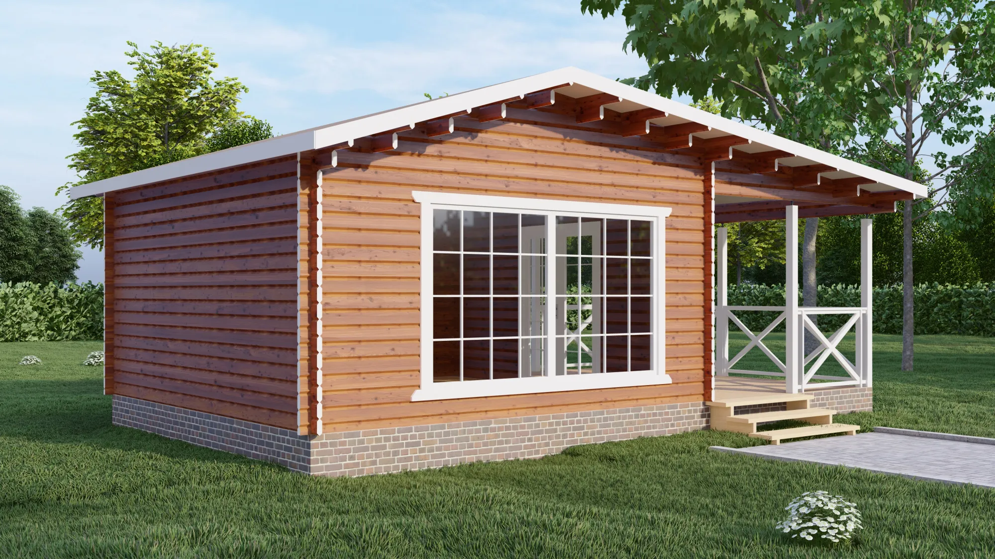 Дачный дом 5х8м с верандой 