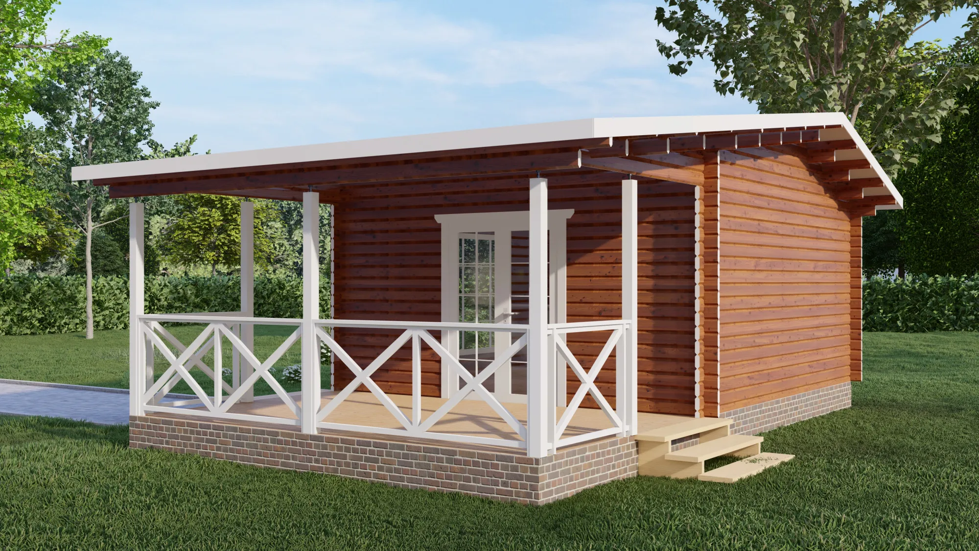 Дачный дом 5х8м с верандой 