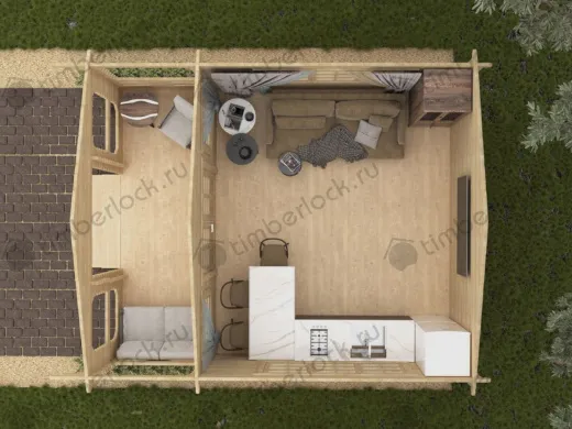 Садовый домик с верандой 4,5х6 (C-454-2) 