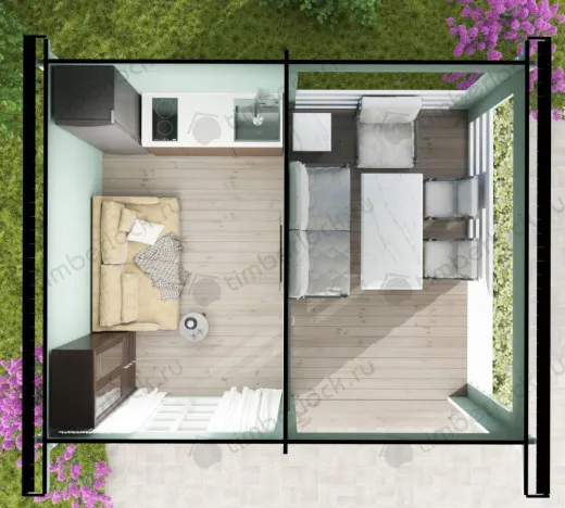 Садовый домик с верандой  С-54-1 