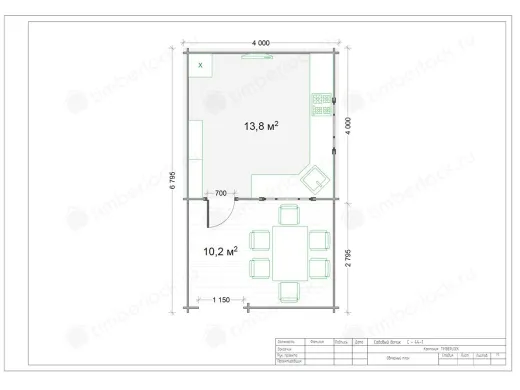 Садовый домик с верандой С-44-1 