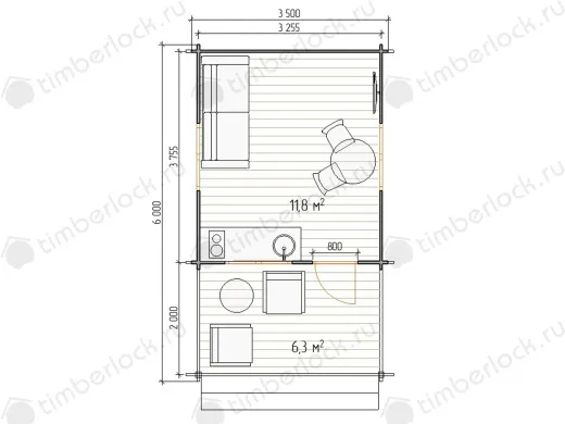 Садовый домик с верандой С-354-2 