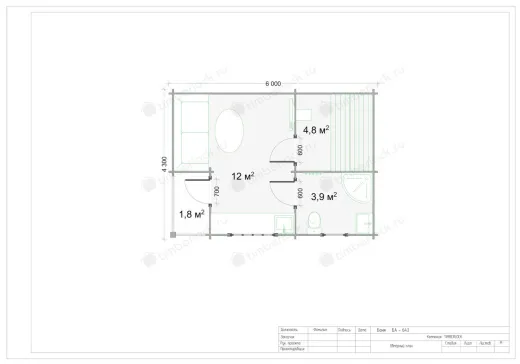 Садовая баня из бруса БА-643 