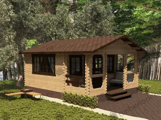 Садовый домик с верандой 4,5х6 (C-454-2) 