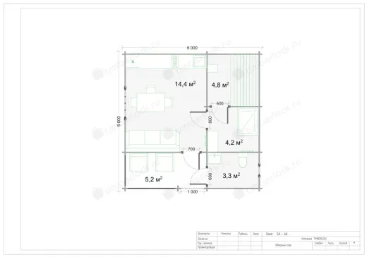 Дачная баня из бруса БА-66 