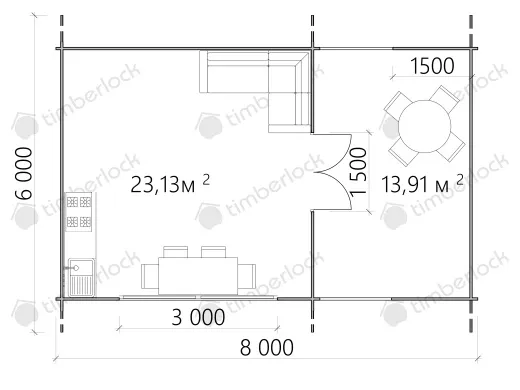 Дачный дом 5х8м с верандой Д-85 