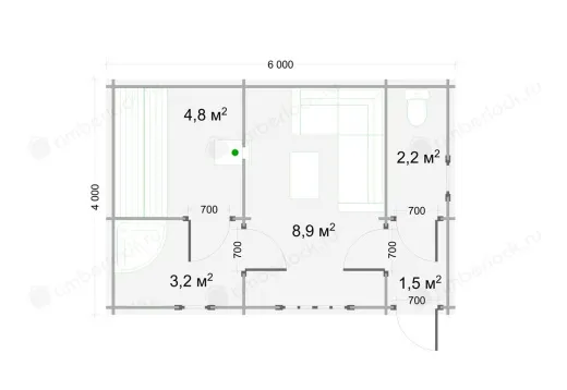 Садовая баня из бруса БА-64-1 