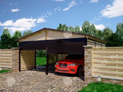 Деревянный навес для авто 6х6 (доска) 