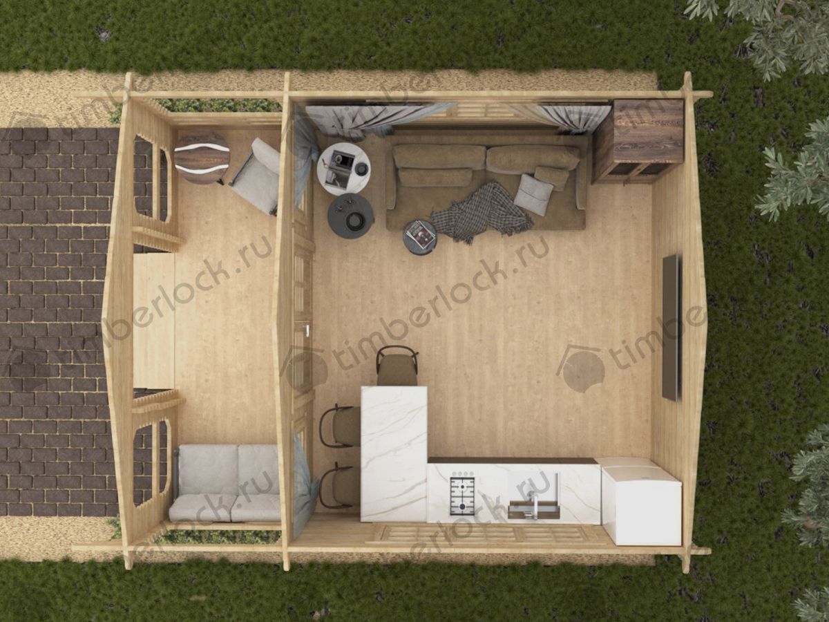 Садовый домик с верандой 4,5х6 (C-454-2) 4.5х6 площадью 21.7 Садовый домик с верандой 4,5х6 (C-454-2)