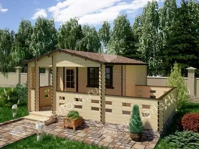 Дачный дом с верандой Д-44-1 4х4м  Дачный дом с верандой Д-44-1