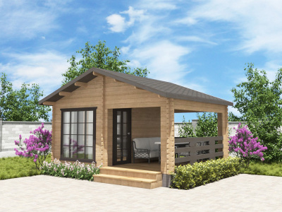 Садовый домик с верандой  С-54-1 5х4м  Садовый домик с верандой  С-54-1