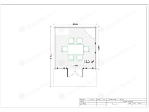 Садовый домик из минибруса С-3838-1 3.8х3.8м площадью 12.3 Садовый домик из минибруса С-3838-1