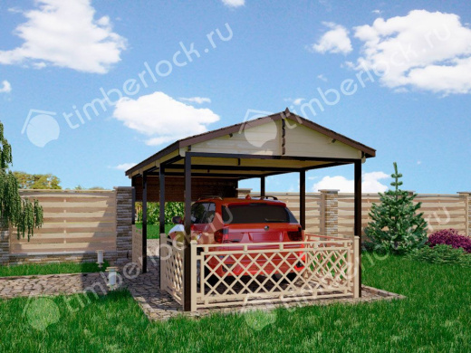 Деревянный навес для авто 6х3 (шпалера) 