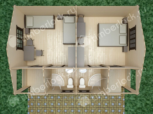Пляжный домик П-7353 7.3х5.3м площадью 34.6 Пляжный домик П-7353