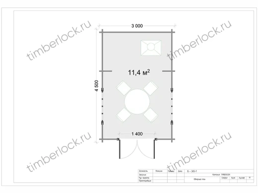 Беседка прямоугольная Б-345-1 3х4.5 м площадью 11.4 Беседка прямоугольная Б-345-1