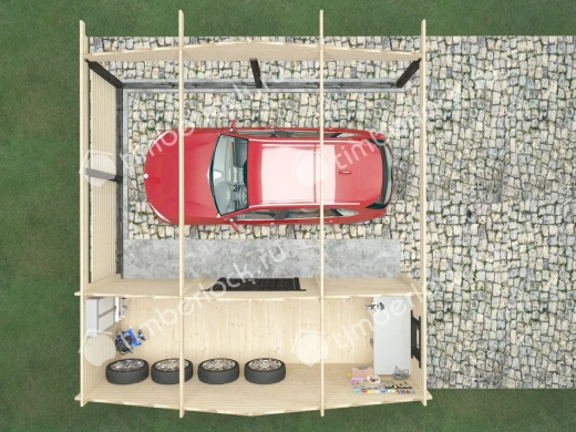 Деревянный навес для авто Н-66 