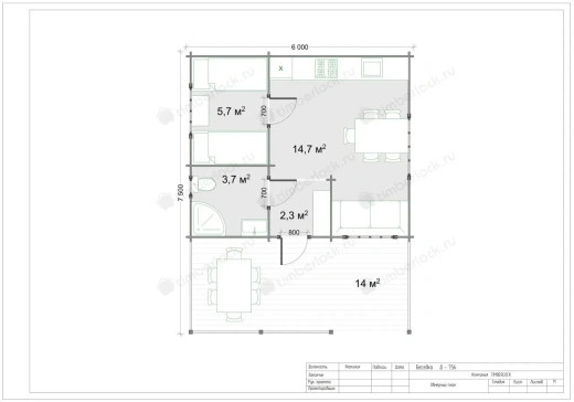 Дачный дом с верандой Д-756 