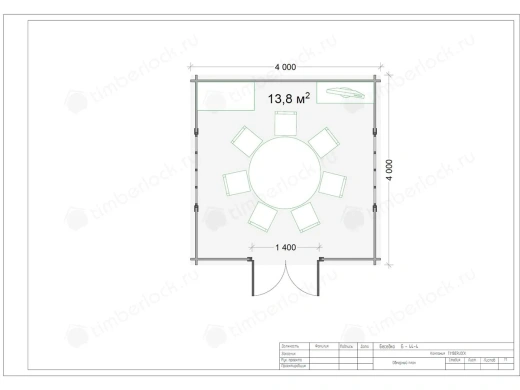 Беседка закрытая 4х4 (Б-44-4) 4х4м площадью 13.8 Беседка закрытая 4х4 (Б-44-4)