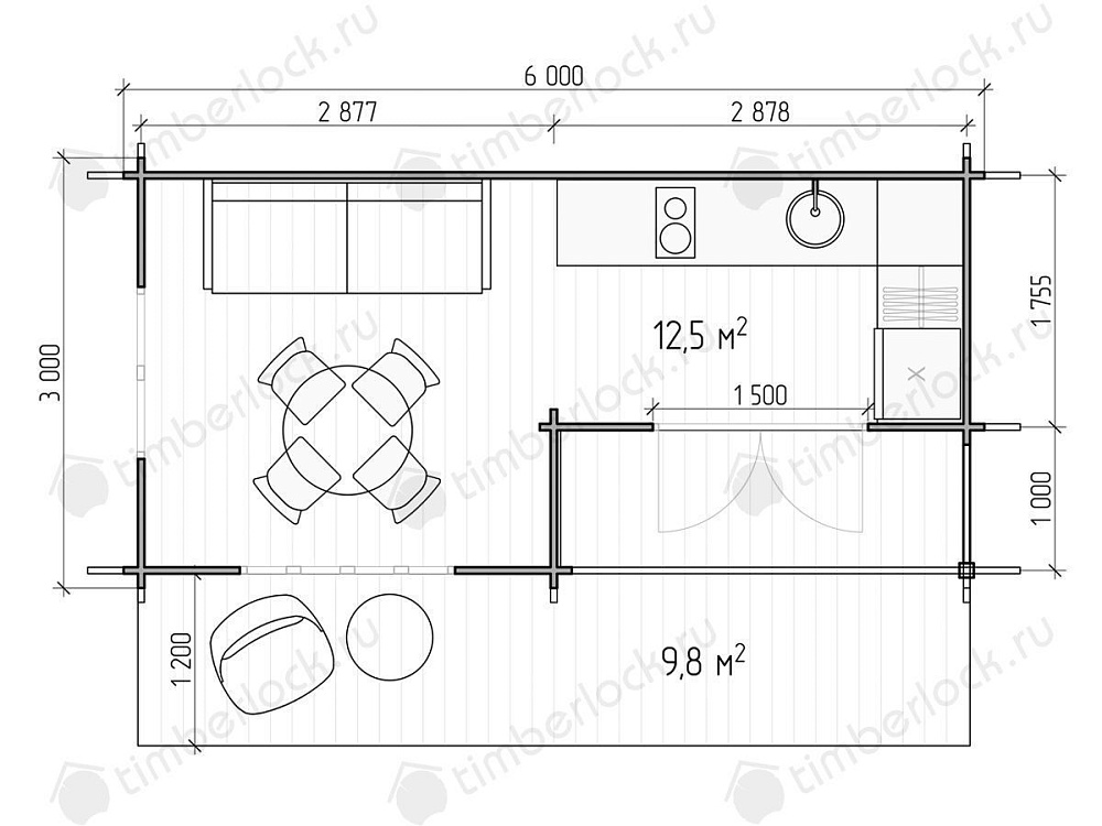 Садовый домик с террасой 3х6 (С-63)
