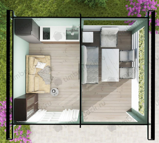 Садовый домик с верандой  С-54-1 