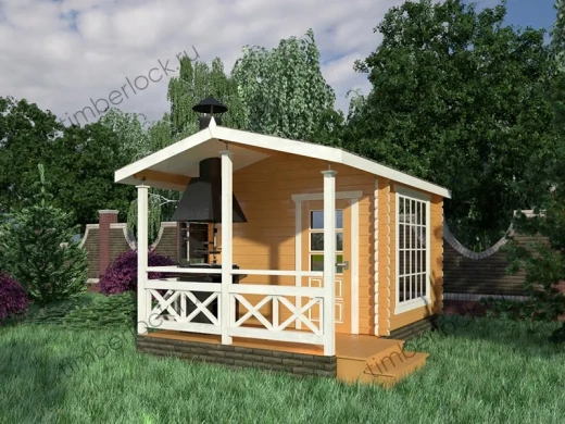 Беседка с мангалом Б-345-2 3х4.5м площадью 11.8 Беседка с мангалом Б-345-2