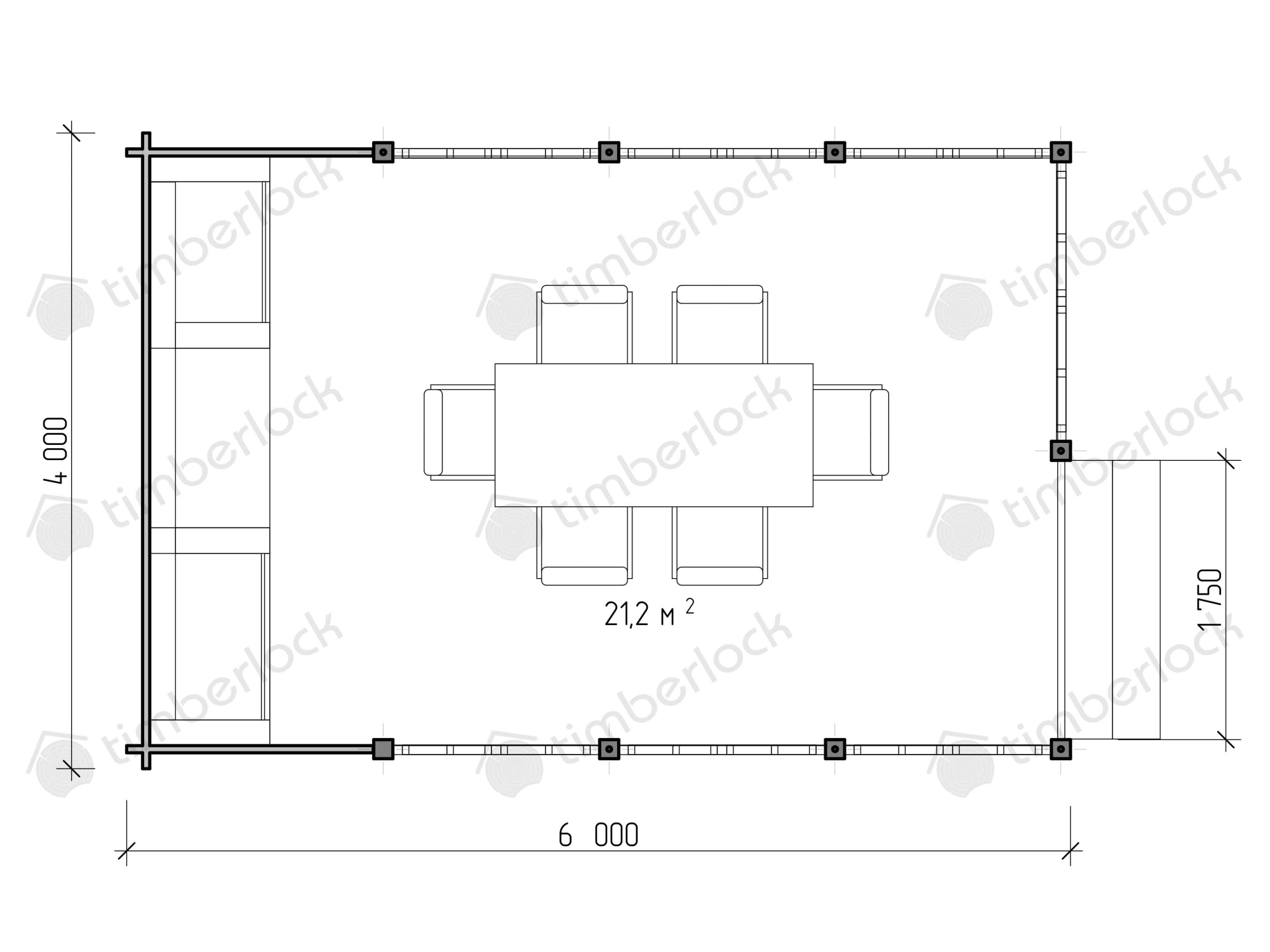 Беседка открытая 6х4 (Б-64-1) 
