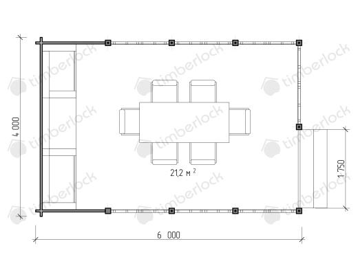Беседка открытая 6х4 (Б-64-1)  площадью  Беседка открытая 6х4 (Б-64-1)