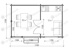 Садовый домик с террасой 5,5х3,5 (С-5535)