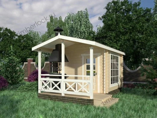 Беседка с мангалом Б-345-2 3х4.5м площадью 11.8 Беседка с мангалом Б-345-2