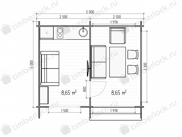 Садовый домик с верандой  5х4 (С-54-1)