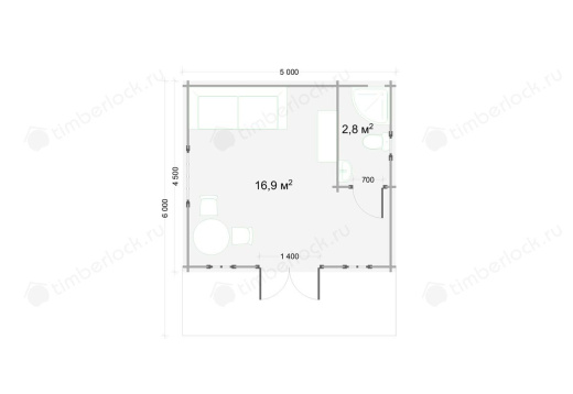 Летний домик для пляжа П-545-1 5х4.5м площадью 19.7 Летний домик для пляжа П-545-1