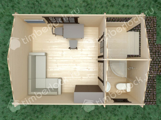 Летний пляжный домик П-3838 3.8х3.8м площадью 17.3 Летний пляжный домик П-3838