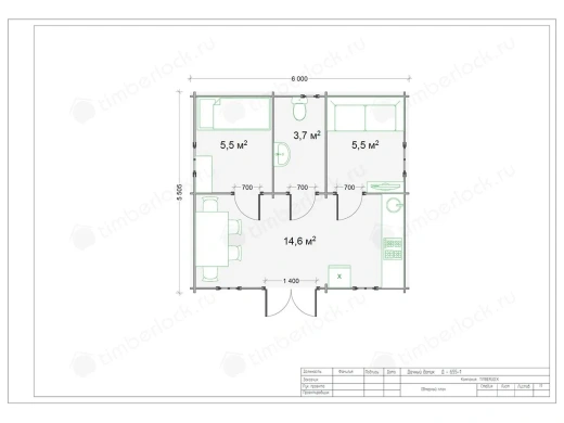 Дачный домик Д-655-1 6х5.5м площадью 29.3 Дачный домик Д-655-1