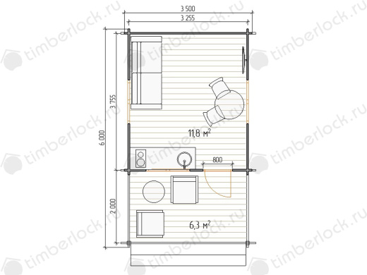 Садовый домик с верандой С-354-2 