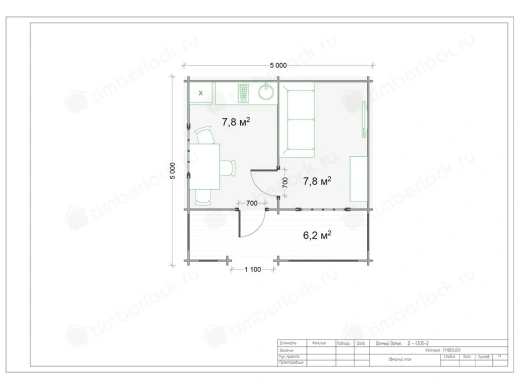 Небольшой дачный домик Д-535-2 5Х4.5м площадью 21.8 Небольшой дачный домик Д-535-2