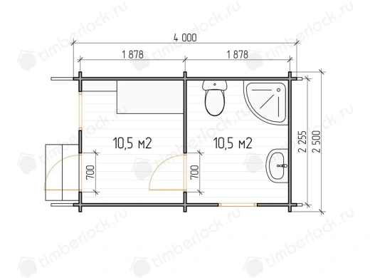 Хозблок Х-425 4х2.5 площадью  Хозблок Х-425
