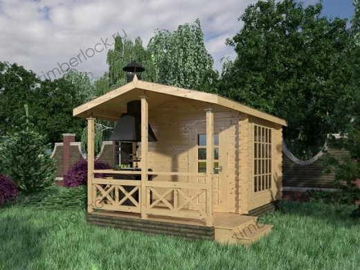 Беседка с мангалом Б-345-2 3х4.5м площадью 11.8 Беседка с мангалом Б-345-2