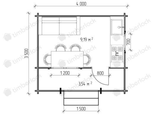 Садовый домик  С-425-2 4х3.5 м площадью 12.7 Садовый домик  С-425-2
