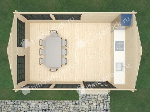 Беседка закрытая Б-64 6х4 м площадью 21.2 Беседка закрытая Б-64