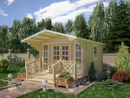 Садовый домик с верандой С-3838-3 3.8х5.3м площадью 17.4 Садовый домик с верандой С-3838-3