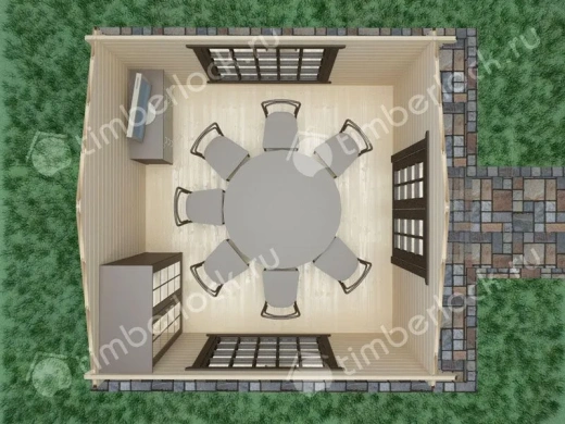 Беседка закрытая 4х4 (Б-44-4) 4х4м площадью 13.8 Беседка закрытая 4х4 (Б-44-4)