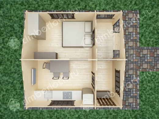 Летний домик для дачи Д-5454-1 5.4х5.4м площадью 25.6 Летний домик для дачи Д-5454-1