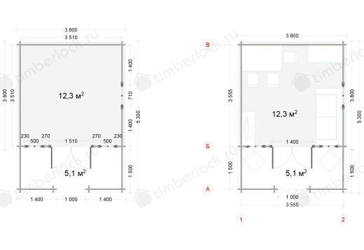 Садовый домик с верандой С-3838-3 3.8х5.3м площадью 17.4 Садовый домик с верандой С-3838-3