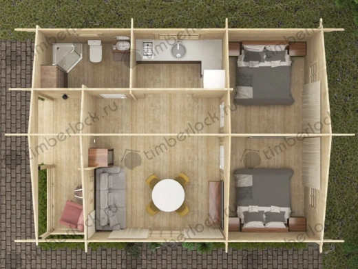 Дачный домик  Д-68 6х8м площадью 43.3 Дачный домик  Д-68